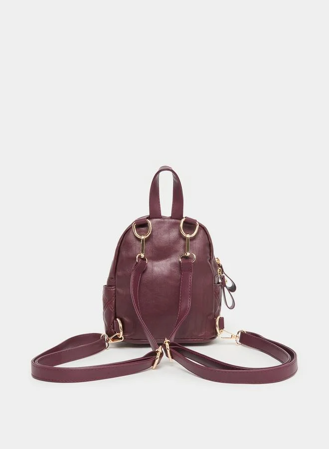 Styli Styli Burgundy Quilted Mini Backpack