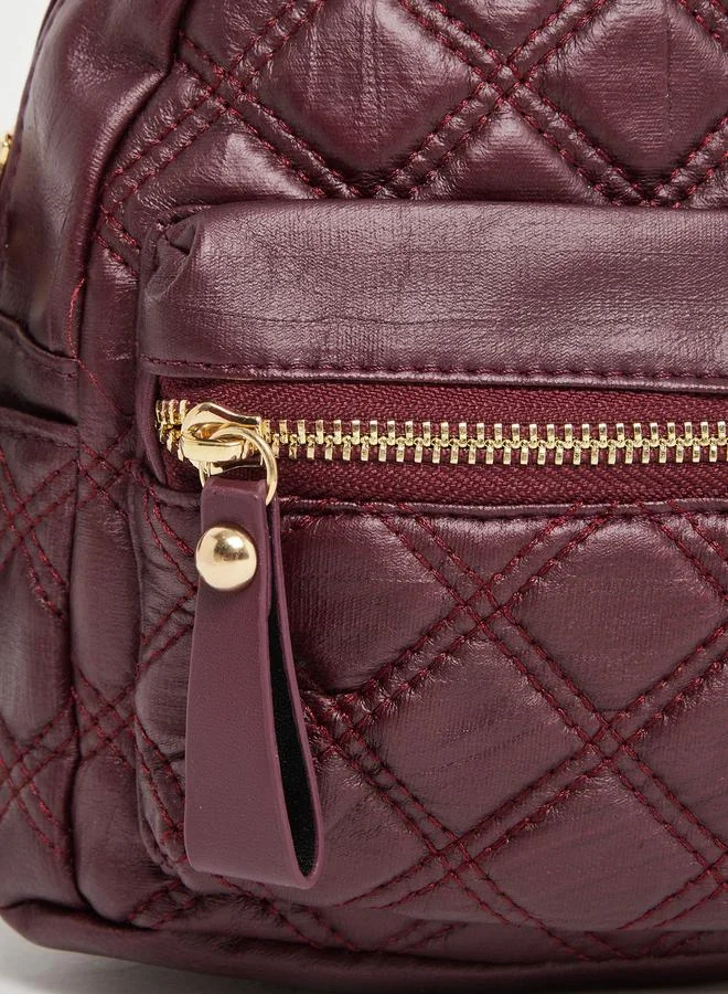 Styli Styli Burgundy Quilted Mini Backpack