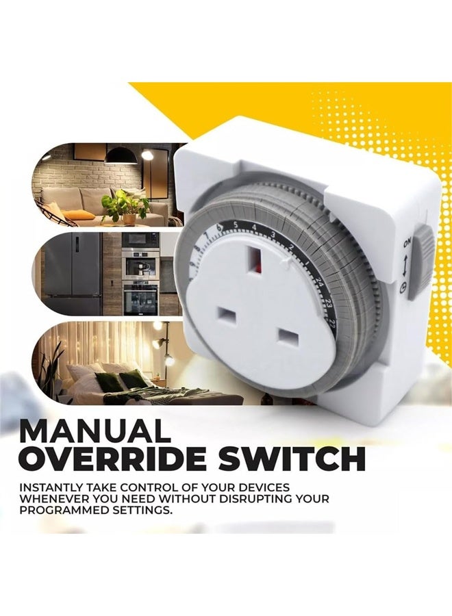 DUNISO Timer Plug Socket，24 Hour Segment Timer Switch,  Timer Socket Switch，Energy Saving and Convenient，for Home Appliances, for Lights, Indoor Lighting and Home Appliances  - Image 2