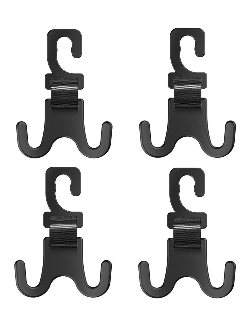 Excefore Car Seat Headrest Hook, Auto Seat Hooks for Bags and Daily Necessity, 4 Pack Headrest Hooks for Car, Black - Image 1