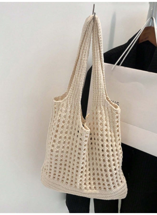 arab Embrace the summer vibe with this beautifully crafted crochet shoulder bag for women and girls. Designed with a retro hollow woven floral pattern, it's the perfect accessory for beach days and vacation trips. Lightweight, spacious, and stylish – it holds all your summer essentials effortlessly!  Dimensions: 30 cm (Length) × 37 cm (Width) × 15 cm (Height)  Material: Durable crochet knit  Floral decor and open-weave design  Lightweight and spacious  Ideal for the beach, shopping, or travel  - Image 3
