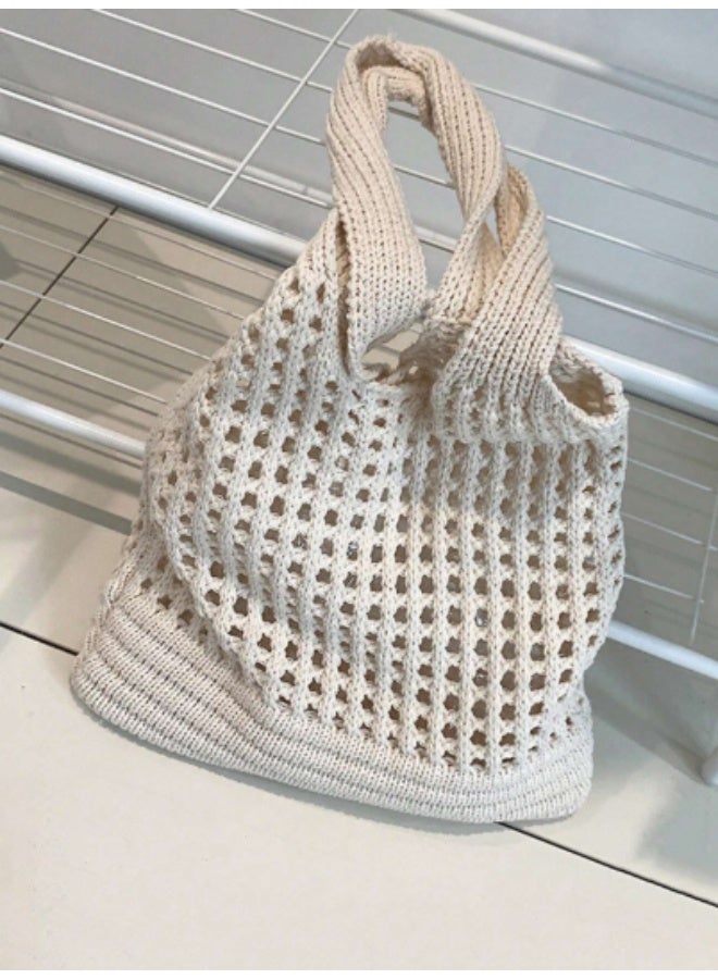arab Embrace the summer vibe with this beautifully crafted crochet shoulder bag for women and girls. Designed with a retro hollow woven floral pattern, it's the perfect accessory for beach days and vacation trips. Lightweight, spacious, and stylish – it holds all your summer essentials effortlessly!  Dimensions: 30 cm (Length) × 37 cm (Width) × 15 cm (Height)  Material: Durable crochet knit  Floral decor and open-weave design  Lightweight and spacious  Ideal for the beach, shopping, or travel  - Image 4