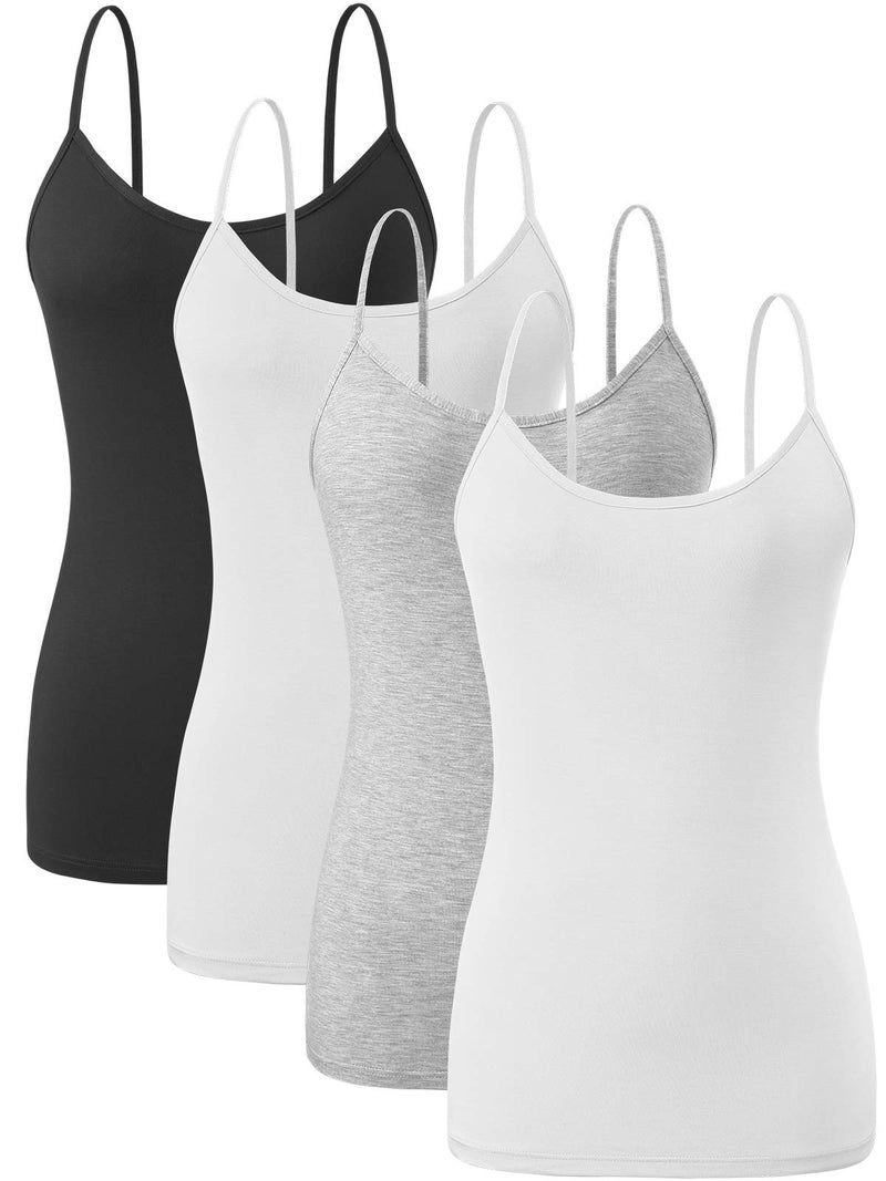 Orrpally Basic Cami Tank Tops Women Lightweight Camisole Stretch Tank Top Adjustable 4-Pack Black White Gray White L - Image 1