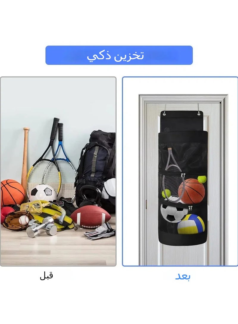 جنرال حقيبة تخزين معدات الرياضة تعمل كحقيبة معلقة على الباب. فهي حقيبة معلقة للكرة البسكتبال، وتستخدم كسلة تخزين لألعاب الأطفال معلقة على الباب.  - Image 1