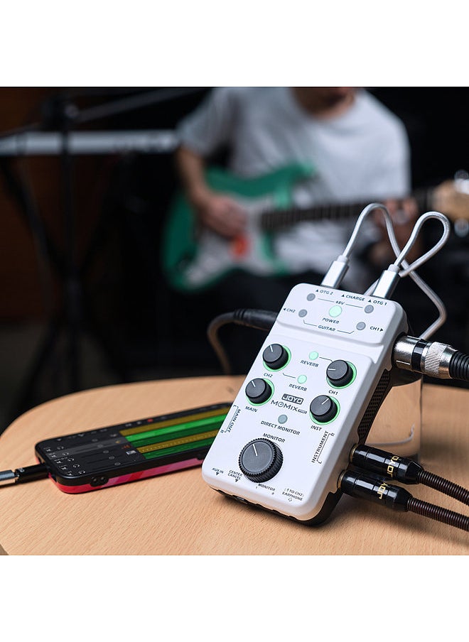 JOYO - JOYO MOMIX PRO Audio Mixer Type-C Phone Powered Plug and Play USB Audio Interface Stereo XLR + 48V Phantom Power Mixer for Live Streaming Recording Podcasting Used in Microphone / Keyboard - Image 1