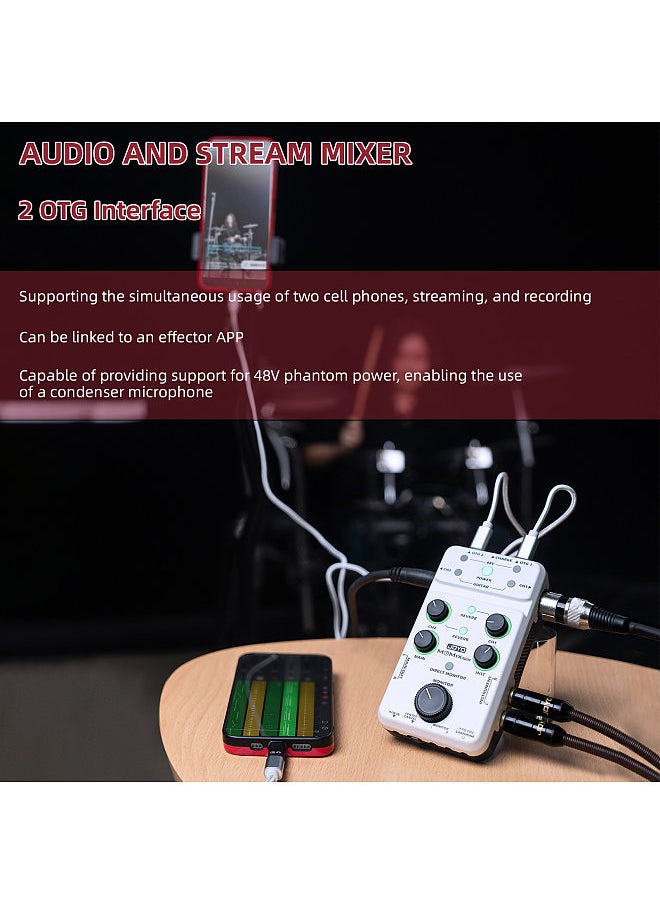 JOYO - JOYO MOMIX PRO Audio Mixer Type-C Phone Powered Plug and Play USB Audio Interface Stereo XLR + 48V Phantom Power Mixer for Live Streaming Recording Podcasting Used in Microphone / Keyboard - Image 1