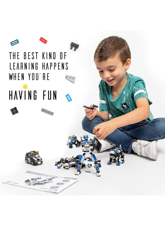 JitteryGit - JITTERYGIT Robot Police Mech Glow in The Dark Toy Cop Gift, SWAT Action Figure Buildable STEM Building Superheroes Soldier - Cool Present for Boys, Girls, Kids, Children Ages 6 7 8 9 10 Year Olds - Image 1