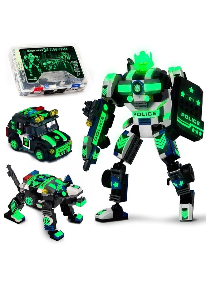 JitteryGit - JITTERYGIT Robot Police Mech Glow in The Dark Toy Cop Gift, SWAT Action Figure Buildable STEM Building Superheroes Soldier - Cool Present for Boys, Girls, Kids, Children Ages 6 7 8 9 10 Year Olds - Image 1