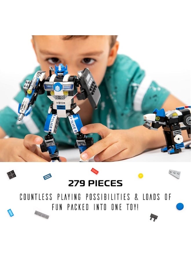 JitteryGit - JITTERYGIT Robot Police Mech Glow in The Dark Toy Cop Gift, SWAT Action Figure Buildable STEM Building Superheroes Soldier - Cool Present for Boys, Girls, Kids, Children Ages 6 7 8 9 10 Year Olds - Image 1