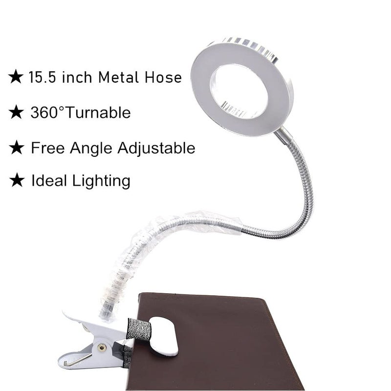 Pinkiou Clip on Lamp Pinkiou Desk Lamp with Clamp for Night Reading Nail Art Makeup Salon LED USB Book Light Clip Clamp Lamp 360°Flexible Gooseneck Bed Lamp 3 Color Models - Image 2