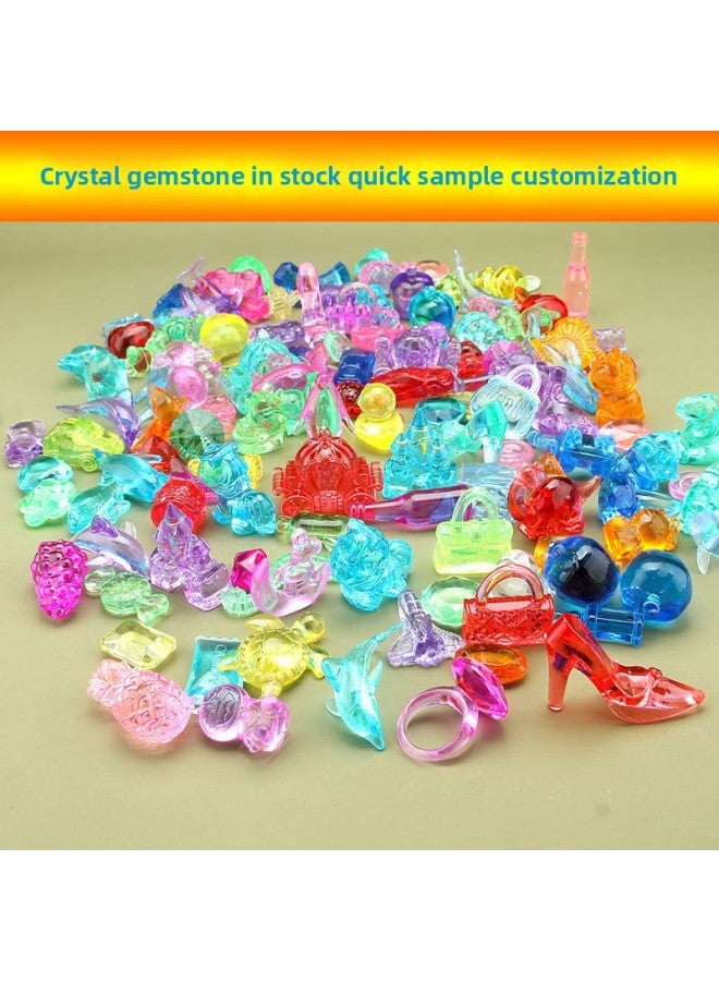 Children's Crystal Gem Animal Toys Archaeological Excavation Colorful Acrylic Plastic Treasure Amusement Park Capture Machine Diamond-Color:30mm Round Diamond One Jin - Image 2