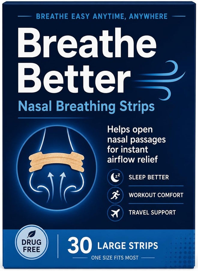 Maginno Nasal Strips for Sleep, Snoring & Congestion Relief – Drug-Free Nasal Dilator for Colds, Allergies & Exercise – Instant Breathing Support, Large Tan & Clear Options - 30 Count - Image 1