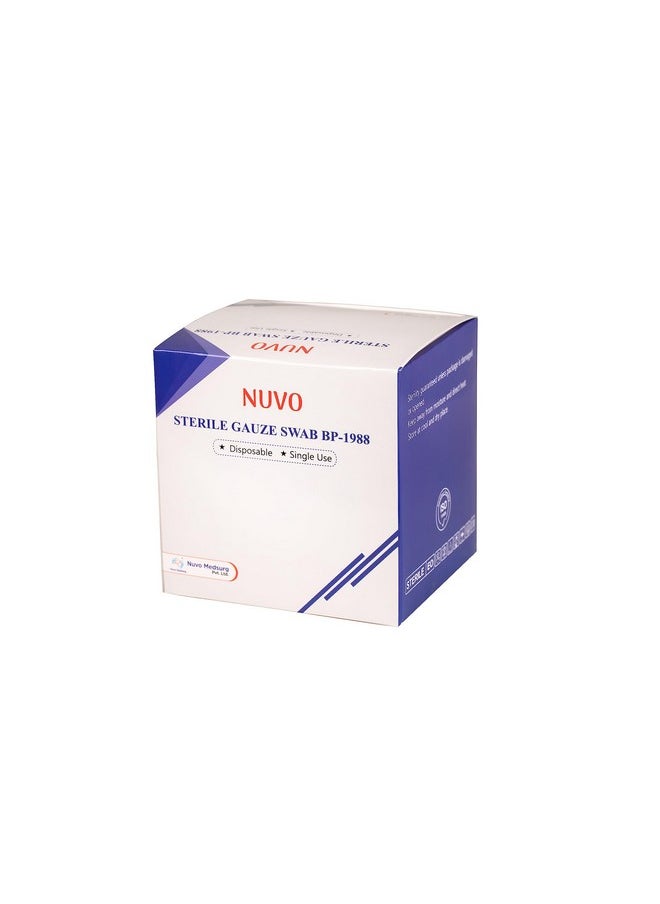 NUVO MEDSURG Sterile Gauze Swab 15 X 5 = 75 Pcs (5Cms X5Cms X12Ply) Type - 20  - Image 3