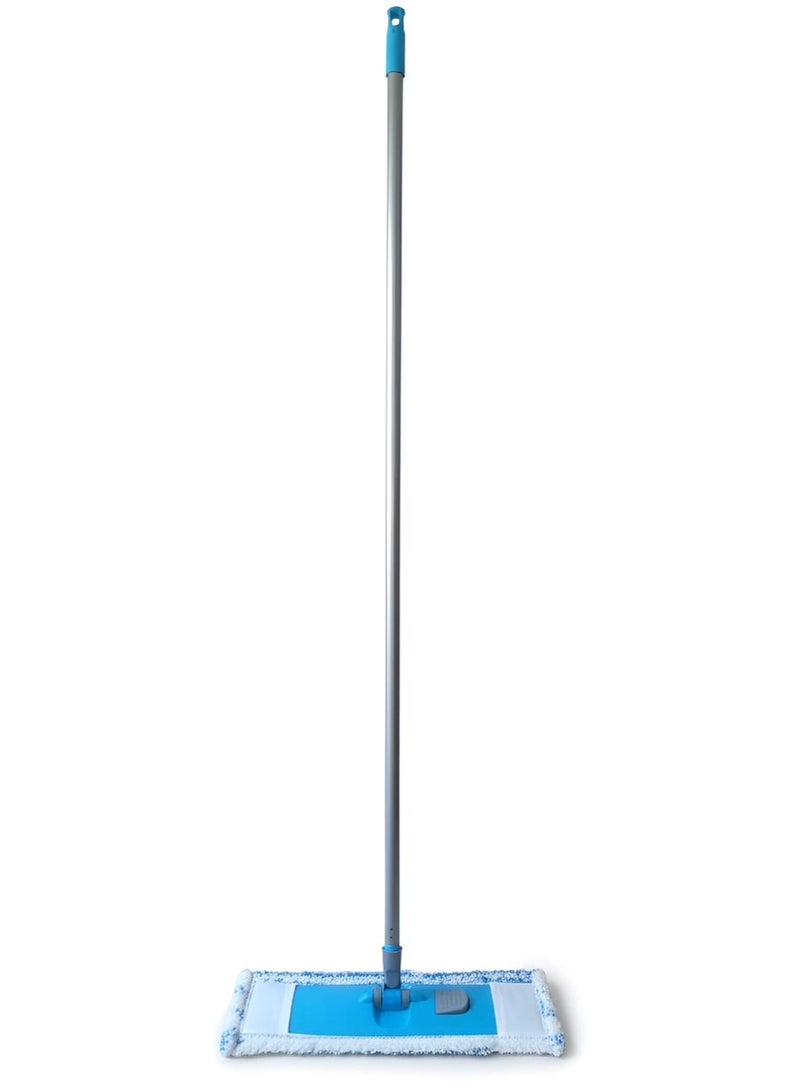 إليفان ممسحة أرضية مسطحة لتنظيف الأرضيات، ممسحة أرضية من الألياف الدقيقة للصفائح الخشبية والأرضيات الصلبة وبلاط الفينيل والغبار والرطب مع وسادتين من الشانيل قابلة للغسل وممسحة جافة للحمام المطبخ (أزرق) - Image 1