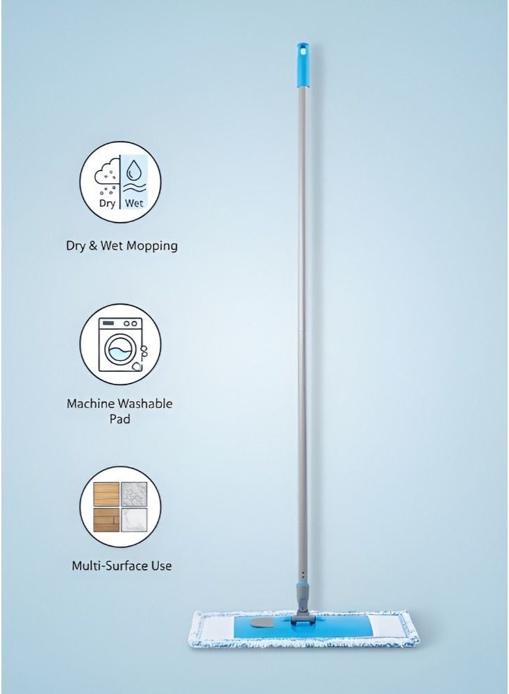 إليفان ممسحة أرضية مسطحة لتنظيف الأرضيات، ممسحة أرضية من الألياف الدقيقة للصفائح الخشبية والأرضيات الصلبة وبلاط الفينيل والغبار والرطب مع وسادتين من الشانيل قابلة للغسل وممسحة جافة للحمام المطبخ (أزرق) - Image 5