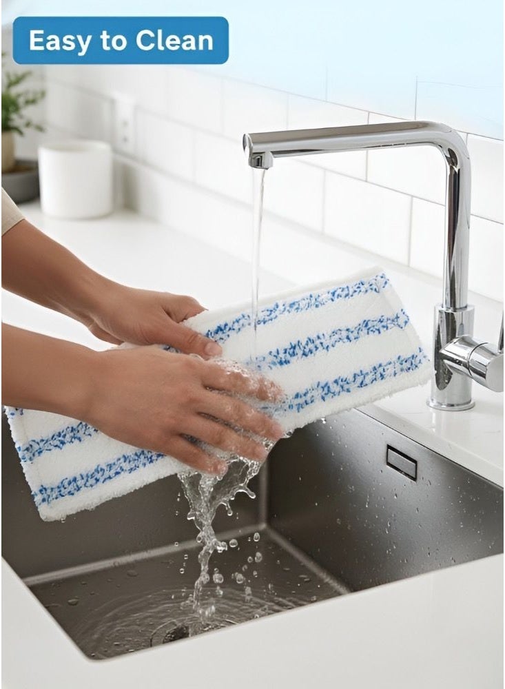 إليفان ممسحة أرضية مسطحة لتنظيف الأرضيات، ممسحة أرضية من الألياف الدقيقة للصفائح الخشبية والأرضيات الصلبة وبلاط الفينيل والغبار والرطب مع وسادتين من الشانيل قابلة للغسل وممسحة جافة للحمام المطبخ (أزرق) - Image 4