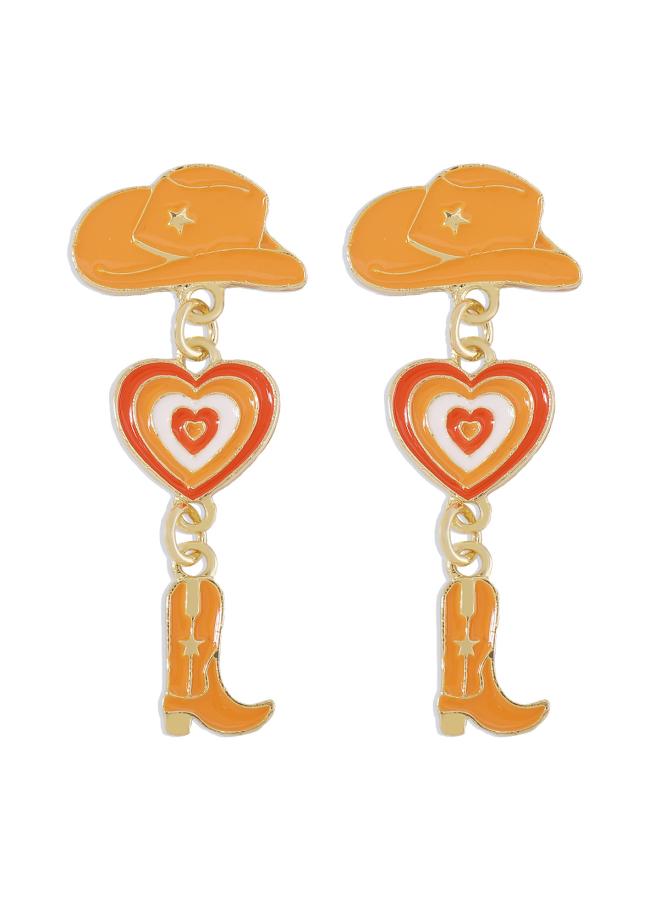 E 0365 Fashion Jewelry Modern Fashionable Girl Earrings Hat Love Cowboy Boots Oil Dropping Multi-layer Earrings