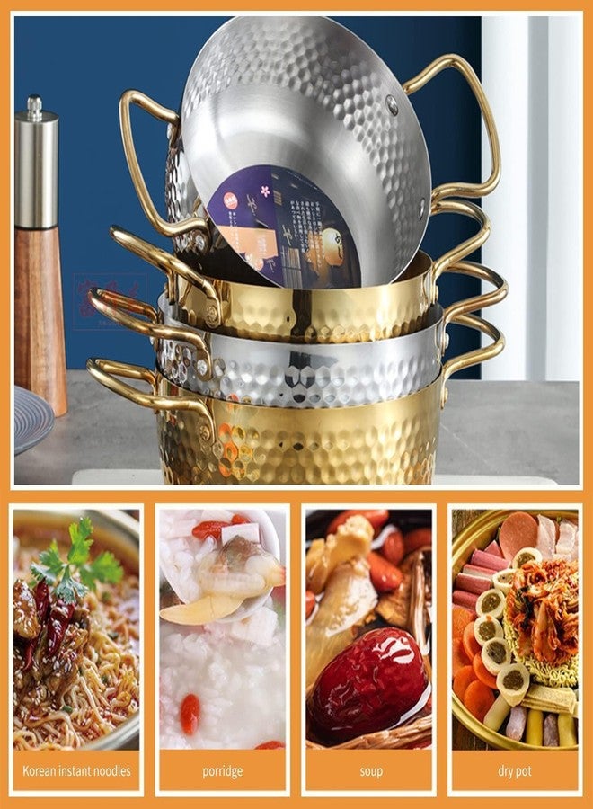 HEVASNEK Elegant Gold Hammered Stainless Steel Noodle Pot with Double Handles - Versatile Korean Ramen Cooker Perfect for Soup, Curry, Pasta, and Hearty Stews! - Image 5