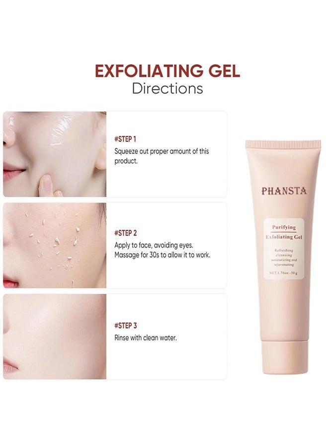 PHANSTA Purifying Exfoliating Gel, Exfoliating Gel, Purifying Exfoliating Moisturizing Gel, Gentle Exfoliating Gel Scrub for Face, Facial Purifying Exfoliator Cleanser - Image 3