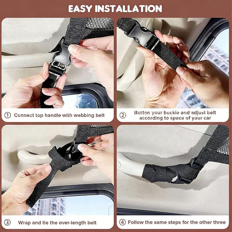 Car Ceiling Net Pocket, Double Layer Breathable Mesh Roof Storage Organizer for Road Trip SUV RV Easy Installation - Image 3