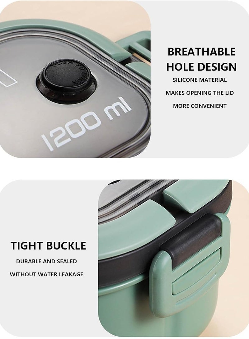 Portable Lunch Box Large Capacity Lunch Box Divided Bento Box Divided Lunch Box Fresh-keeping Box Microwave Friendly Design 1200ml (Blue) - Image 2