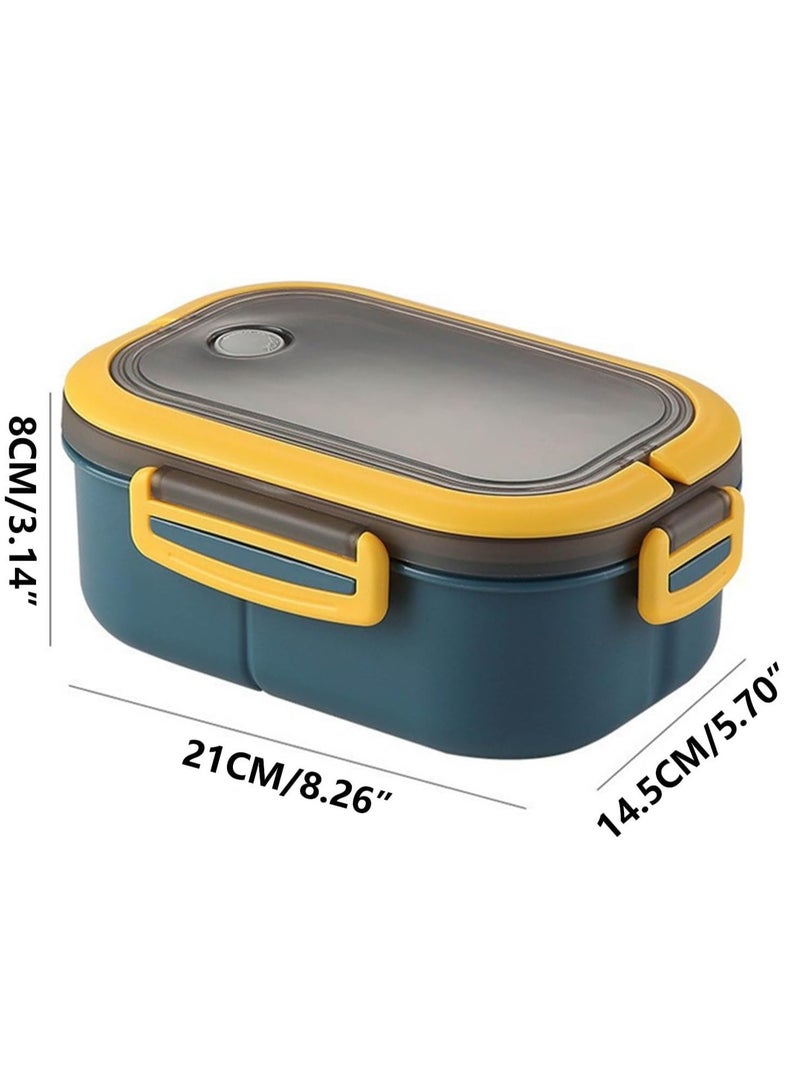 Portable Lunch Box Large Capacity Lunch Box Divided Bento Box Divided Lunch Box Fresh-keeping Box Microwave Friendly Design 1200ml (Blue) - Image 3