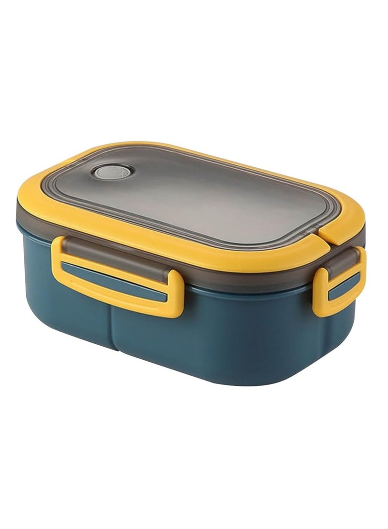 Portable Lunch Box Large Capacity Lunch Box Divided Bento Box Divided Lunch Box Fresh-keeping Box Microwave Friendly Design 1200ml (Blue) - Image 4