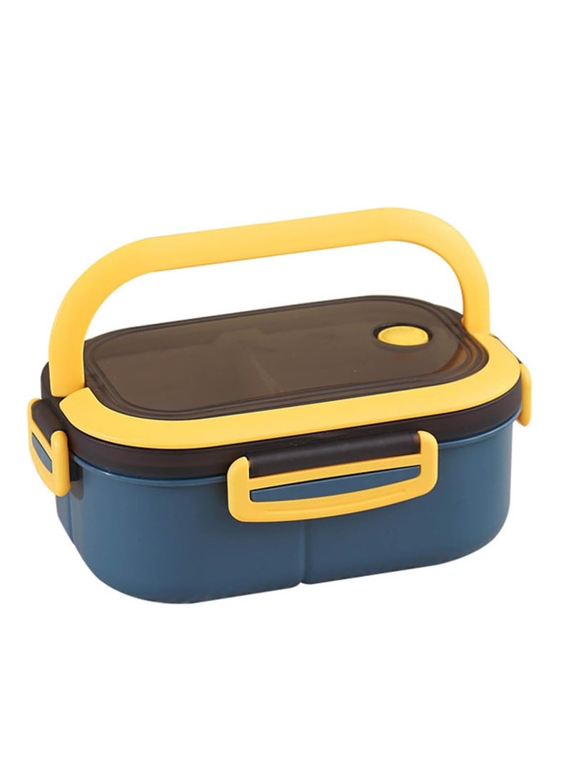 Portable Lunch Box Large Capacity Lunch Box Divided Bento Box Divided Lunch Box Fresh-keeping Box Microwave Friendly Design 1200ml (Blue) - Image 1