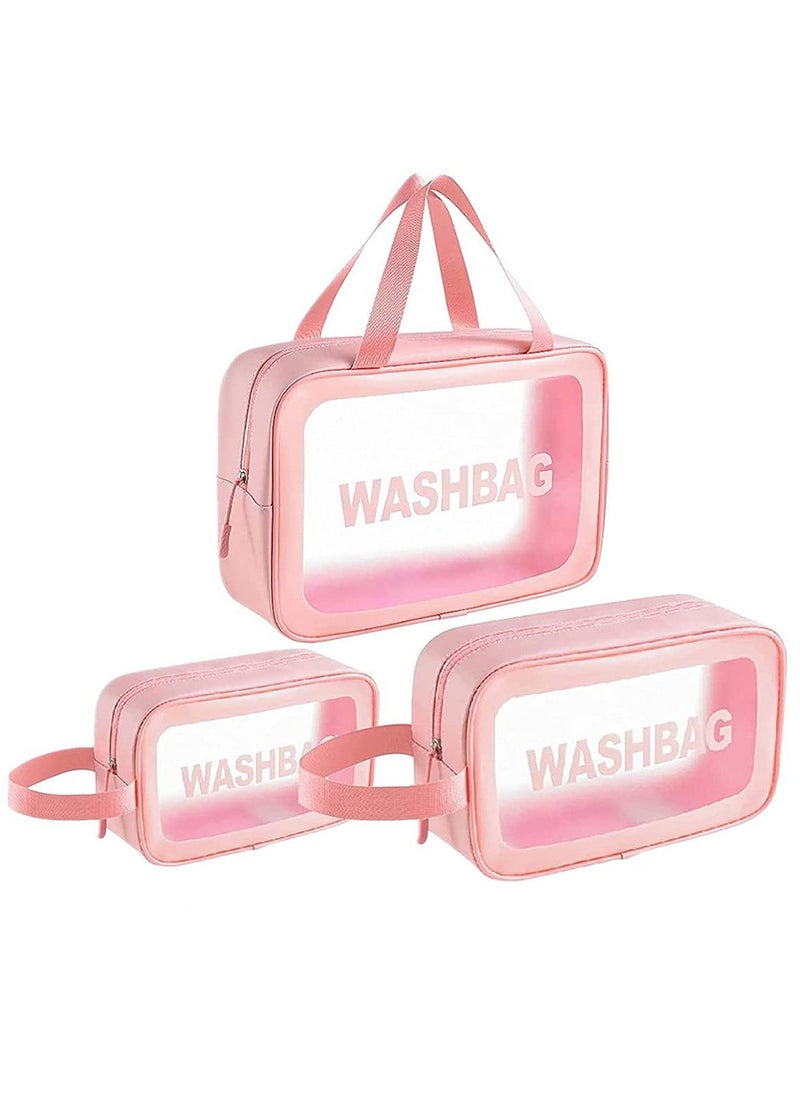 URbazaar 3Pcs Portable PVC Waterproof Cosmetic Bags Clear Travel Bags for Toiletries Transparent Travel Storage Carry Pouch Toiletry Bags and Cosmetics Organizer for Women Men  - Image 2