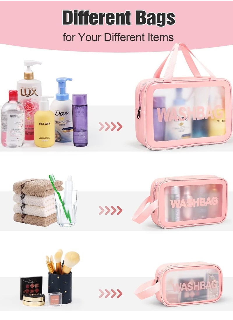 URbazaar 3Pcs Portable PVC Waterproof Cosmetic Bags Clear Travel Bags for Toiletries Transparent Travel Storage Carry Pouch Toiletry Bags and Cosmetics Organizer for Women Men  - Image 4