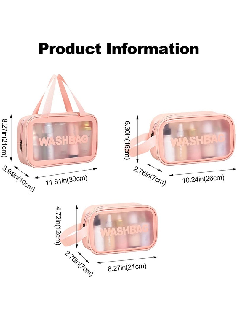 URbazaar 3Pcs Portable PVC Waterproof Cosmetic Bags Clear Travel Bags for Toiletries Transparent Travel Storage Carry Pouch Toiletry Bags and Cosmetics Organizer for Women Men  - Image 3