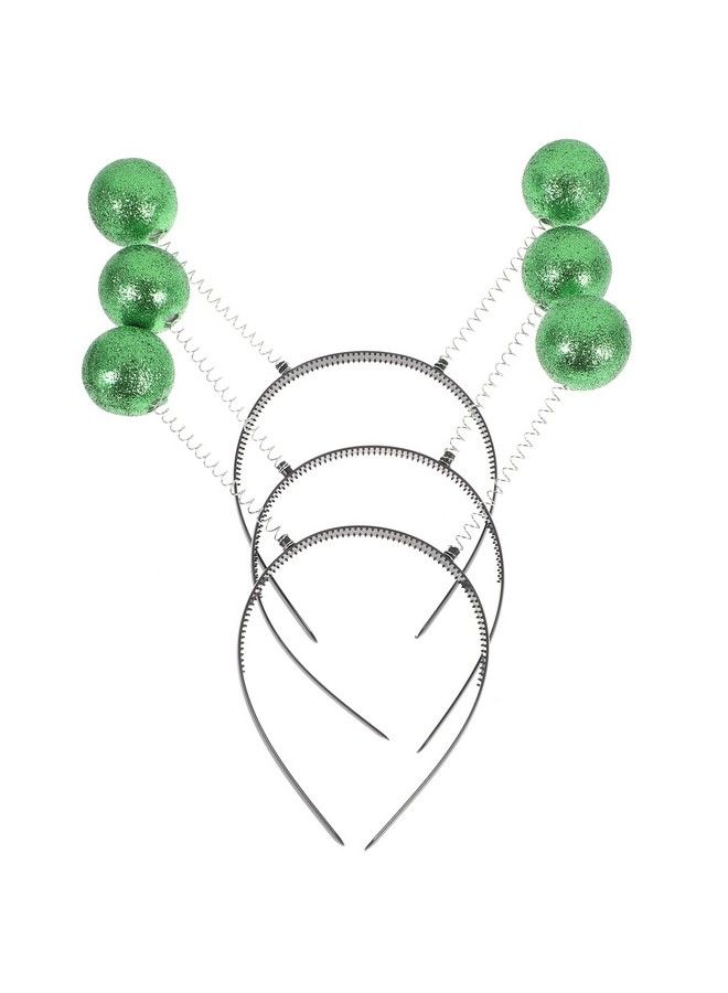 Amosfun 3 قطع طوق رأس هوائي مريخي أخضر مع كرات نابضة لموضوع حفلة الفضاء ملحقات زي الكائنات الفضائية - Image 2