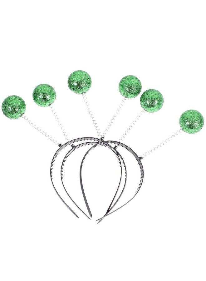 Amosfun 3 قطع طوق رأس هوائي مريخي أخضر مع كرات نابضة لموضوع حفلة الفضاء ملحقات زي الكائنات الفضائية - Image 3