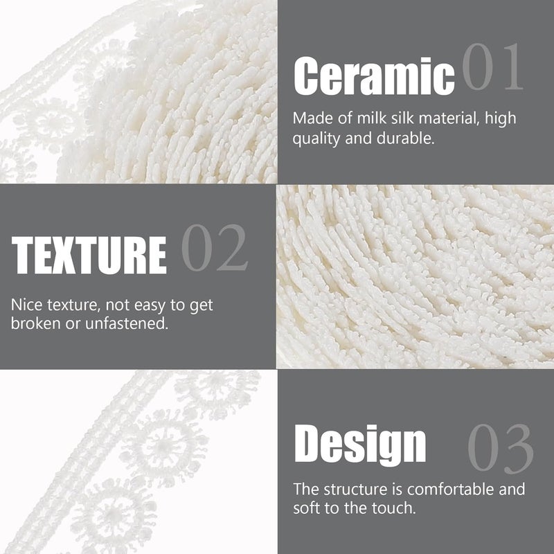 ABOOFAN Lace Trim Embroidery 2cm White Floral Guipure Crochet Lace for DIY Sewing Craft Supplies Bridal Wedding Decoration 10 Yards Roll - Image 4