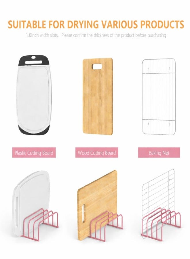 OGFC 59430 Cutting Board Storage Rack, Compact Cutting Board Organizer,Cutting Board Stand Holder,Bakeware,Cookie Sheets Organizer (1.0 Inch Width Slots) - Pink - Image 3