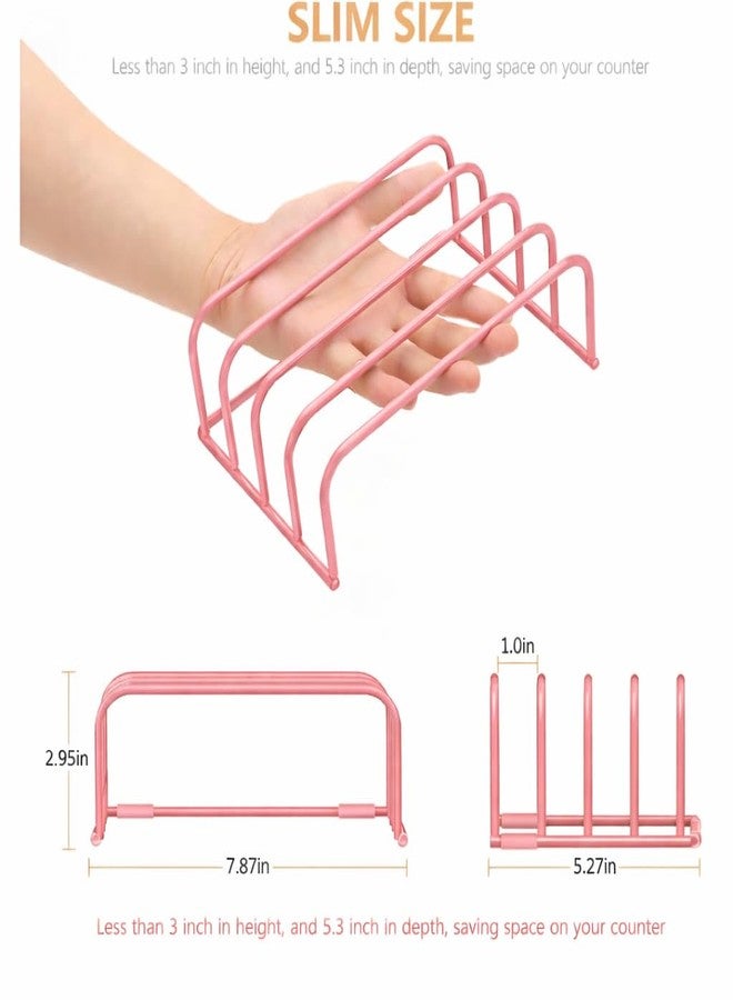 OGFC 59430 Cutting Board Storage Rack, Compact Cutting Board Organizer,Cutting Board Stand Holder,Bakeware,Cookie Sheets Organizer (1.0 Inch Width Slots) - Pink - Image 2
