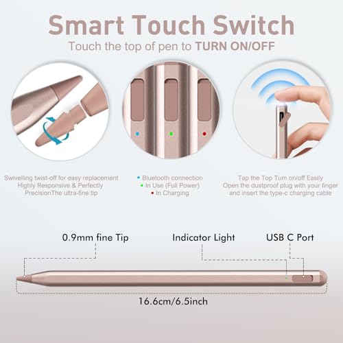 UOGIC Stylus Pen for iPad, Uogic Palm Rejection, Faster Charge, for iPad 6th/7th/8th/9th/10th, Air 3rd/4th/5th/M2, Pro M4/11/12.9", Air 3rd/4th/5th, Mini 5th/6th - Image 2