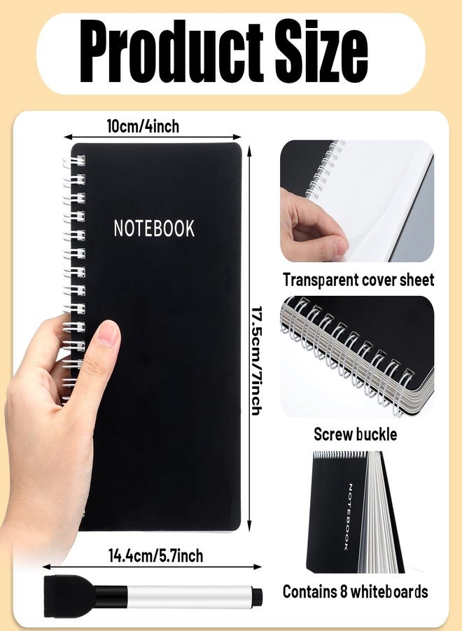Feifeiya Portable White Board Dry Erase Notebook 4 x 7 Inch Mini White Board Dry Erase Reusable Notebook for Study, Meeting, Planning, Black - Image 2