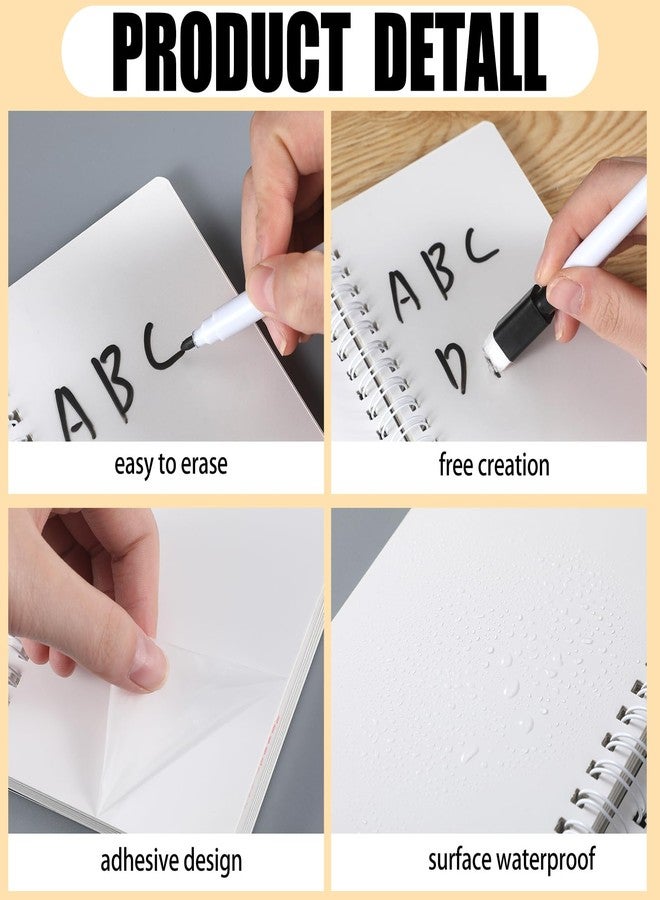 Feifeiya Portable White Board Dry Erase Notebook 4 x 7 Inch Mini White Board Dry Erase Reusable Notebook for Study, Meeting, Planning, Black - Image 3