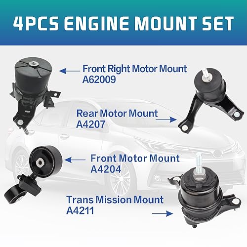 YBDDZH Engine Motor Mount Compatible with 2007-2011 Camry(2.4L)Auto Transmission Replace OE A62009 A4211 A4274 A4207 Set of 4, DAN011 - Image 3