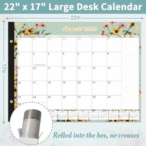 Gannyfer Desk Calendar 20262027 18 Month Large Desk Calendar 2026 Use January 2026 to June 2027 22 x 17 Desktop Pad Calendar Office Supplies Perfect for Planning and Organizing In Your Home School or Office6 Stickers Included - Image 3