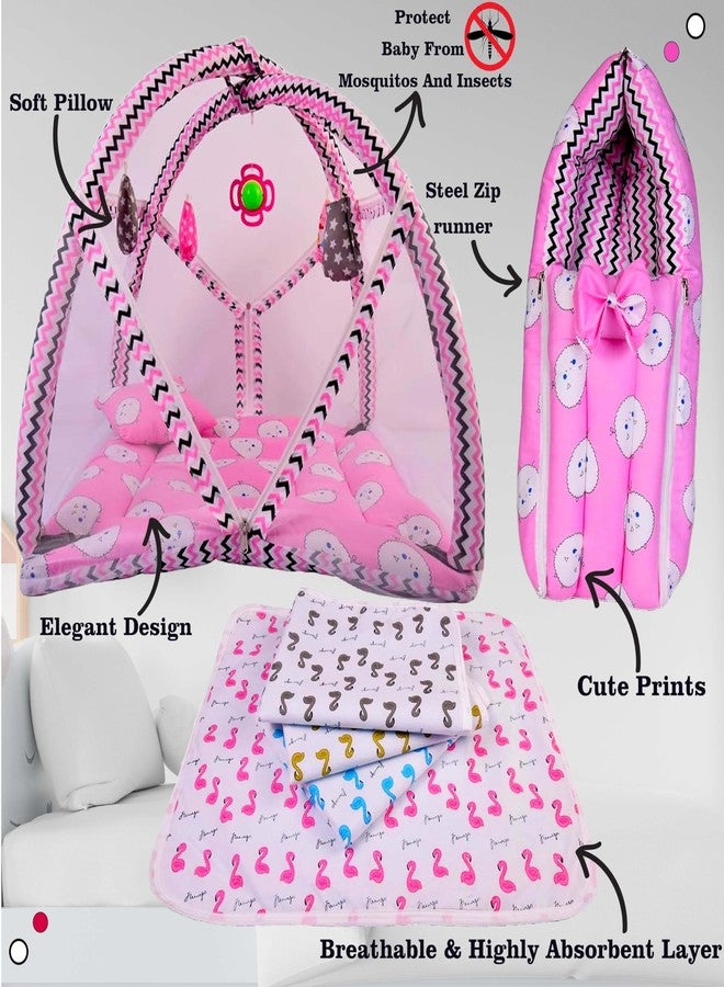 Kwitchy Baby Premium Cotton Bedding Set | Play Gym Bed | Nappy Changing Sheets (Pink, 0-6 Months) (3PCS Set) - Image 2