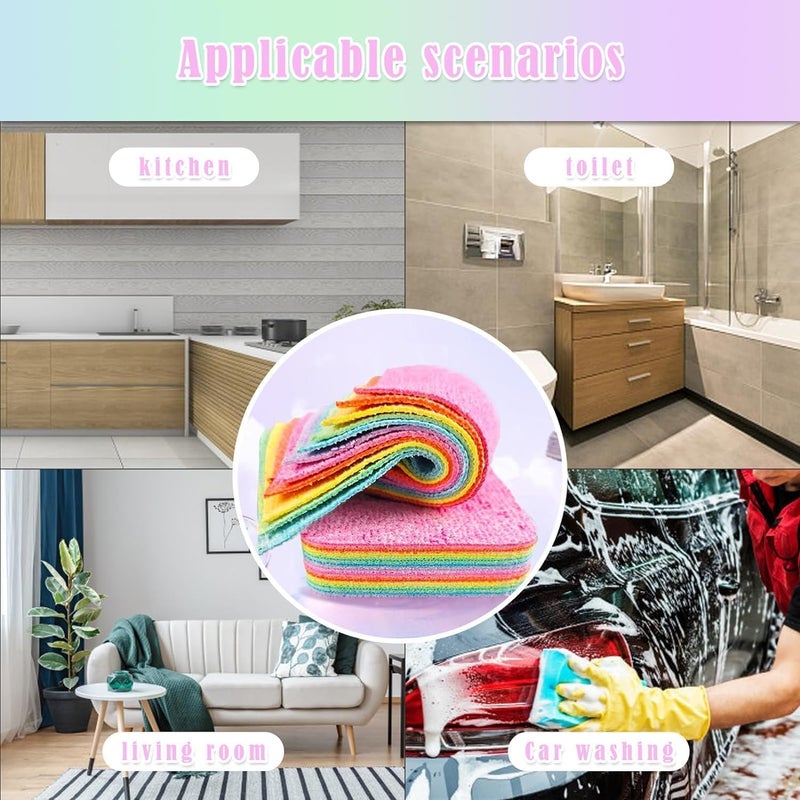SUNNIFA Multicolour Microfiber Cleaning Sponges 12 Layer Tearable Rags Pack of 1 - Image 4