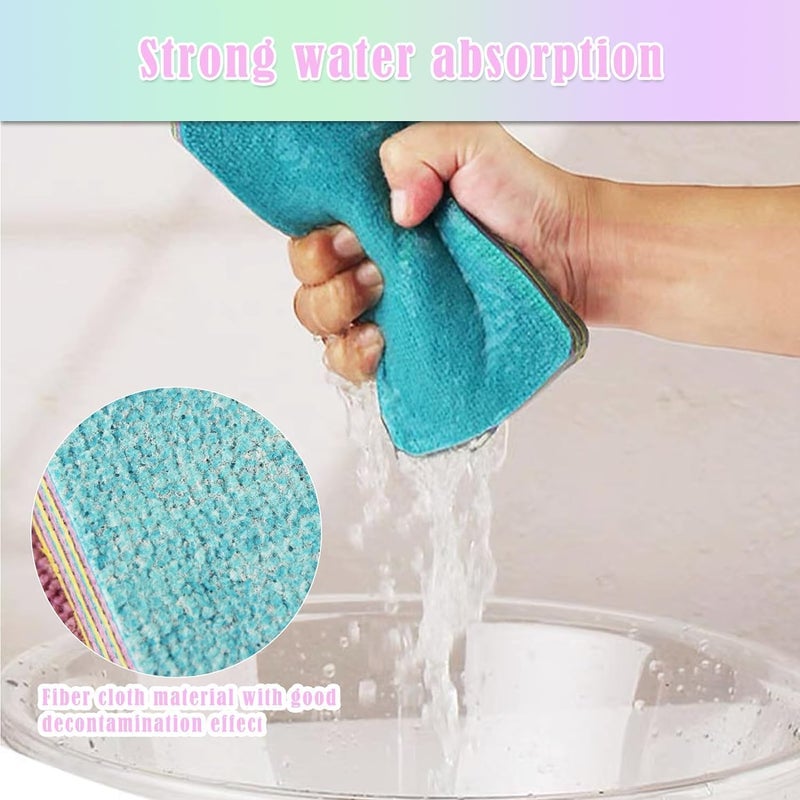 SUNNIFA Multicolour Microfiber Cleaning Sponges 12 Layer Tearable Rags Pack of 1 - Image 3