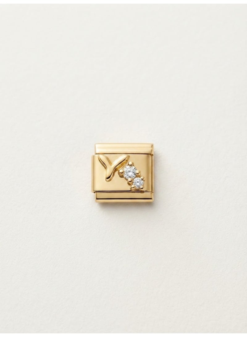 Gold-Finished Butterfly Charm with Two White Crystals