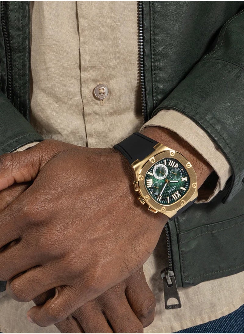 GUESS Headline Men's Analog Quartz Green Dial Black Silicone Strap Watch GW0571G3 - 42mm  - Image 5