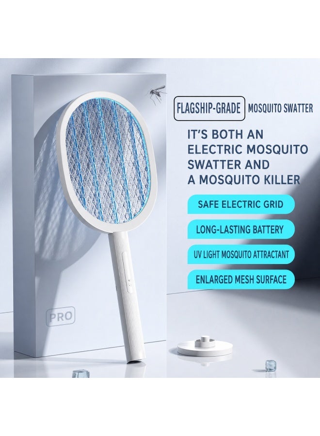 ORIONMAX Electric Mosquito Swatter Racket Rechargeable Bug Zapper & Mosquito Killer, Dual Mode Fly Swatter with LED Light Trap, Safe Electric Grid, Enlarged Mesh, Long Battery Life Indoor Outdoor - Image 5