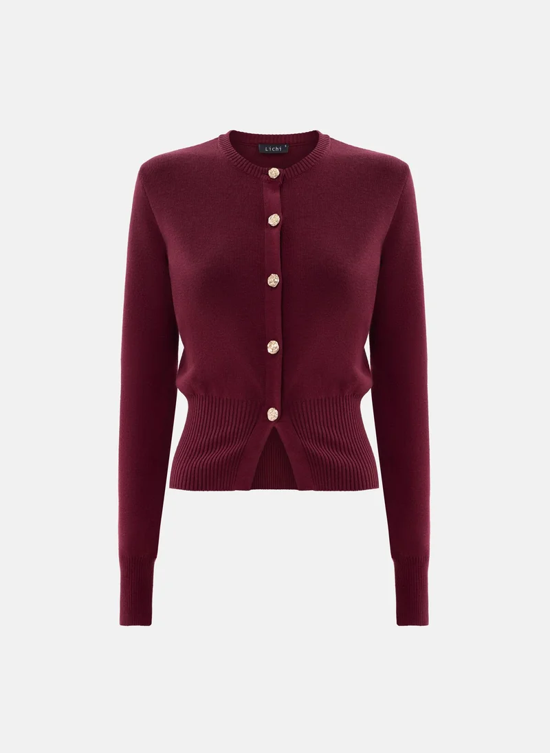 Lichi  Knitted cardigan with golden buttons for Women | Best Price UAE