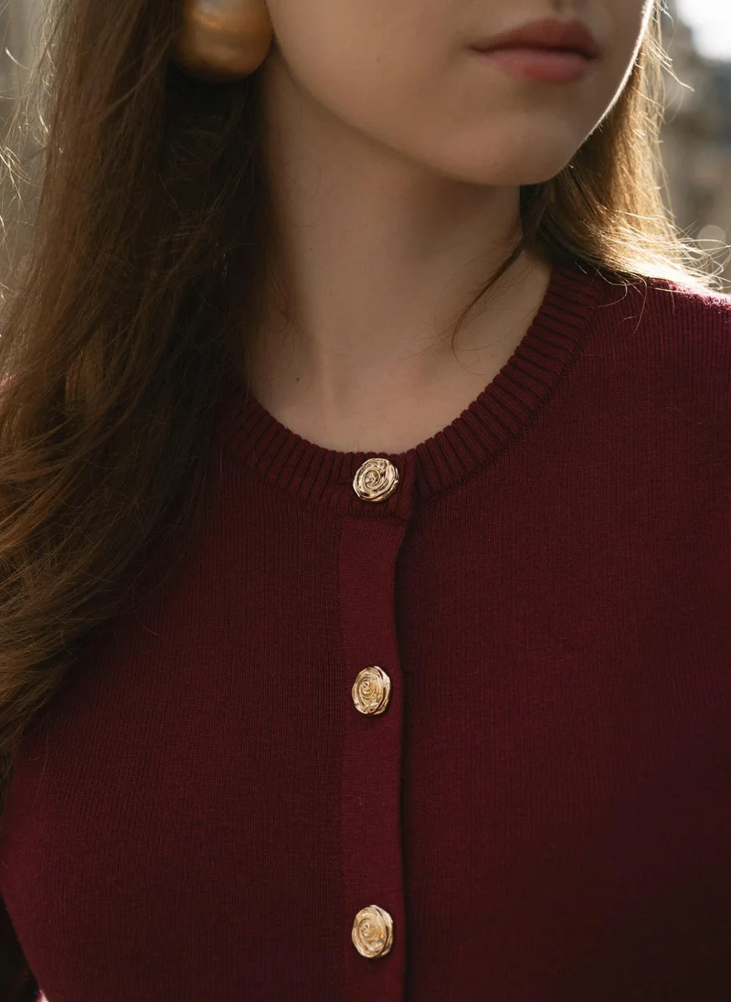 Lichi  Knitted cardigan with golden buttons for Women | Best Price UAE