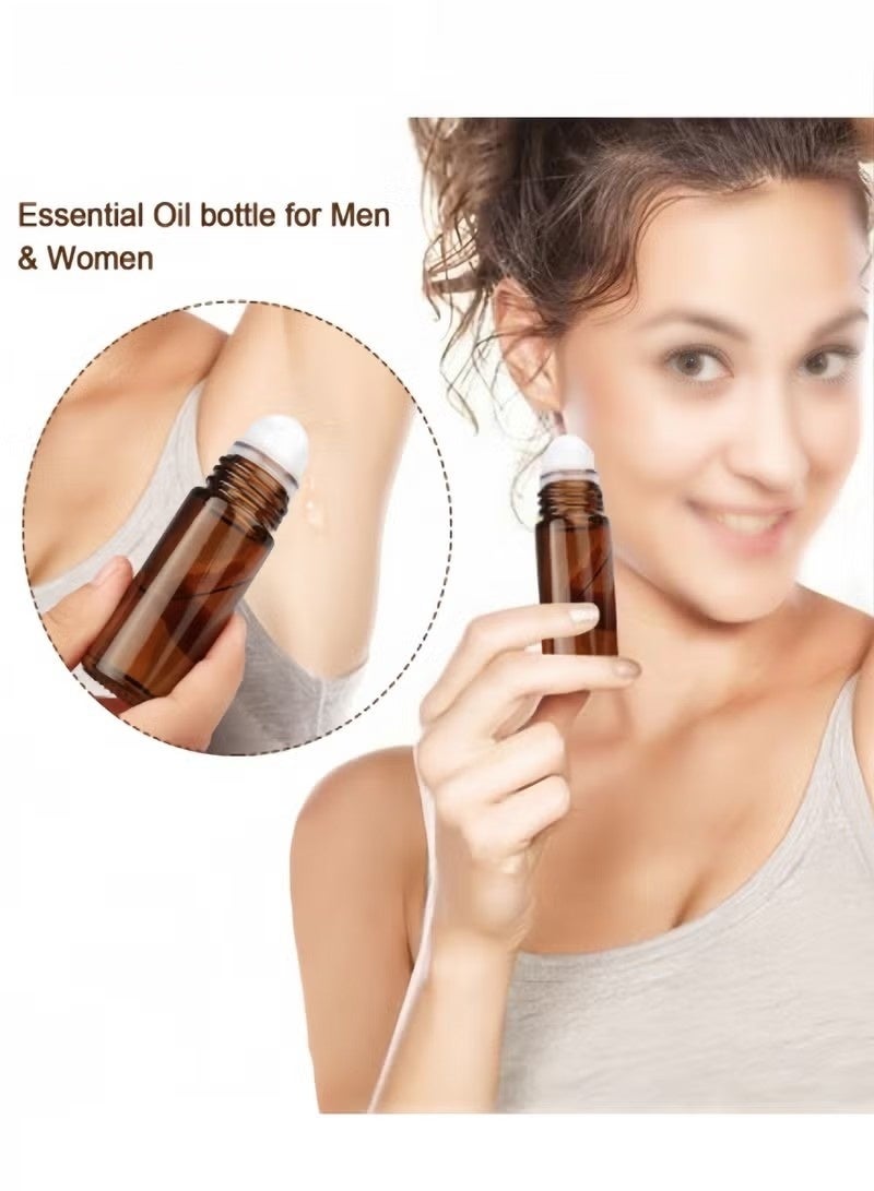 14PCS Essential Oil Roller Bottles with Roller Ball, 5ml Refillable Leak-proof Empty Thick Amber Glass Roll on Bottles with Caps for Travel, Perfume - Image 5